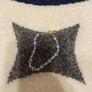 Hamsa Hand Blue Color Gold Plated Bracelet
